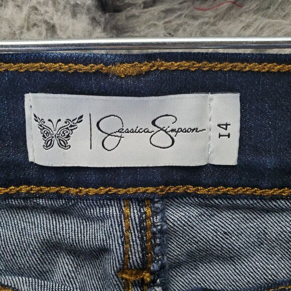 Jessica Simpson Jeans Womens 14 Blue Poppy Mid-Rise Skinny Stretch Denim - Picture 2 of 15